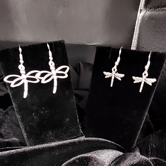 Silver Dragonfly Earring set F - Picture 1 of 6